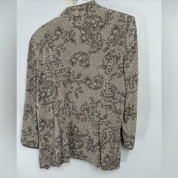 Alex Evenings Woman's Large Printed Mandarin Vine Jacket and Top Set Champagne - Picture 4 of 4